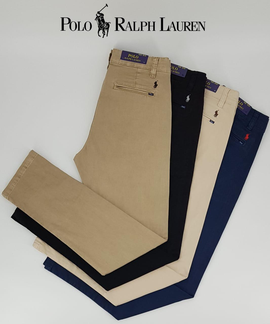 Calça Ralph Lauren de Sarja Chino Stretch Slim Fit - Azul Marinho