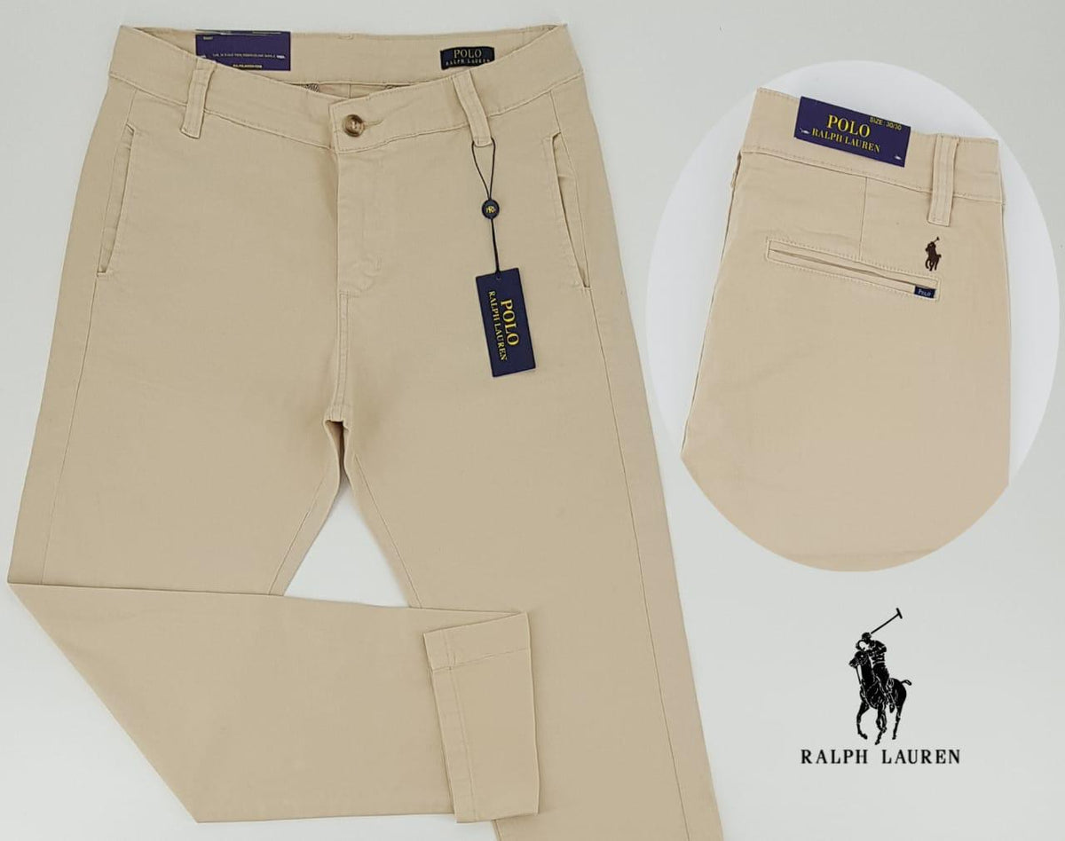 Calça Ralph Lauren de Sarja Chino Stretch Slim Fit - Areia