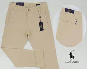 Calça Ralph Lauren de Sarja Chino Stretch Slim Fit - Areia